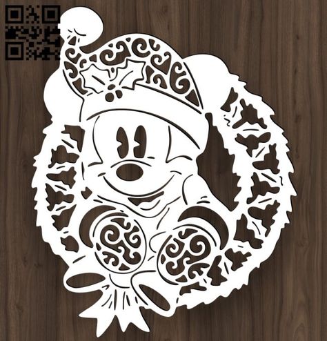 Mickey mouse and Christmas wreath E0017917 file cdr and dxf free vector download for Laser cut plasma – Free Download Vector Files Laser Art Wood, Wood Laser Engraving Ideas, Mothers Day Laser Cut, Laser Wood Engraving, Wood Laser Cut Ideas, Wood Laser Engraving, Laser Cut Keychain, Easter Laser Cut, Wood Art Ideas