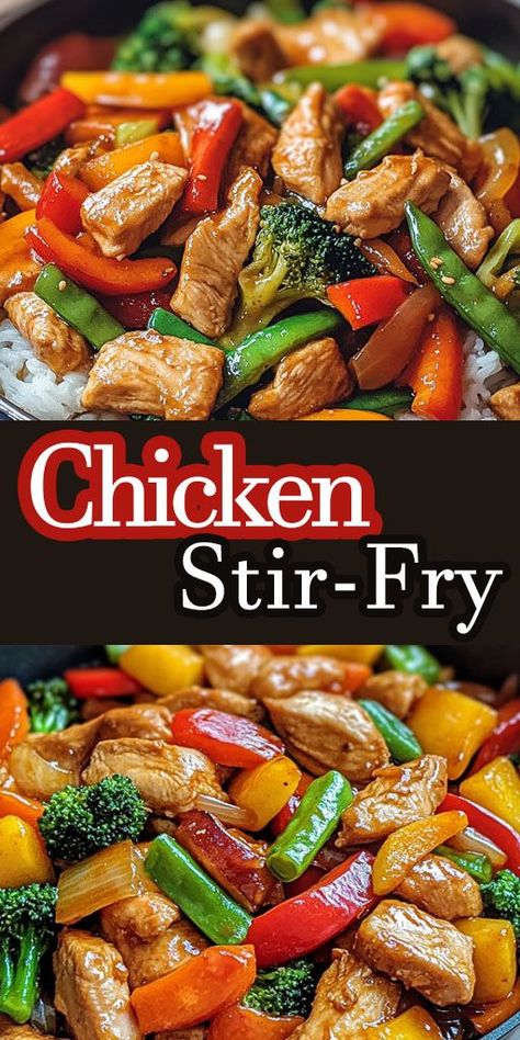 Ingredients: 2 tablespoons soy sauce 1 tablespoon sugar 1 tablespoon cornstarch 1 teaspoon fresh ginger, grated 2 cloves garlic, minced 1/4 teaspoon red pepper flakes 1 pound chicken breast, thinly sliced 2 tablespoons sesame oil 2 cups mixed vegetables (e.g., broccoli, bell peppers, carrots, snap peas) 1/2 cup water chestnuts, sliced Cooked rice, for serving #Chicken #Stir-Fry #Quickandeasyrecipe Chicken Stir Fry With Vegetables, Stir Fry With Vegetables, Chicken Breast Stir Fry, Sesame Chicken Stir Fry, Healthy Chicken Stir Fry, Easy Stir Fry Recipes, Best Macaroni Salad, Dinner Rotation, Chicken Slices