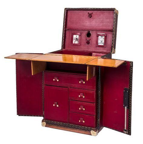 Rare Arthur Conan Doyle Goyard Trunk Offered by Timothy Oulton - Arts & Collections Trunk Desk, Goyard Trunk, Trunks For Sale, 1920s Bungalow, Timothy Oulton, Campaign Furniture, Art Deco Bar, Travel Trunk, Portable Desk