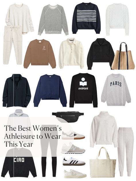 Chill Athleisure Outfits, Rich Mom Workout Outfit, Spring 2024 Athleisure Outfits, Women’s Sweatshirt Outfit, Athleisure Capsule Wardrobe 2024, Winter Outfits Athleisure, 2024 Athleisure Trends, Athleisure Outfits 2024, Summer Athleisure Outfits 2024