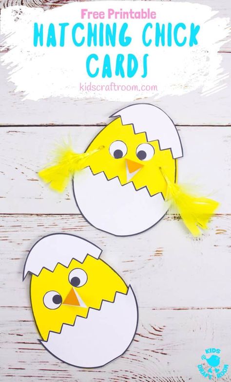 Celebrate Spring with this Hatching Chick Easter Card craft. These baby Easter chicks are adorably cute and easy to make with the free printable pattern. A sweet Easter craft for toddlers and preschoolers. #kidscraftroom #eastercrafts #easterchick #eastercards #printables #springcrafts #kidscrafts #preschoolcrafts Krokotak Printables, Chick Template, Music Crafts Preschool, Easter Chick Craft, Egg Hatching, Yellow Crafts, Easter Crafts For Toddlers, Kids Craft Room, Hatching Chicks