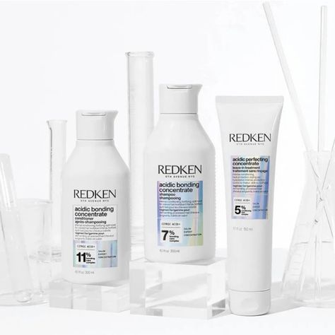 Formulated with an alpha hydroxy acid, citric acid, it contains a concentrated bonding care complex that reinforces bonds within your hair to improve hair strength. ABC is specifically formulated with an acidic PH to defend against the negative effects of styling tools, hair colouring and even water. Redken’s bonding RANGE speaks for itself. after use of the acidic bonding concentrate system your hair will achieve: .56% less hair breakage* .82%less visible split ends** .11x smoother hair *** Redken Shampoo, Citric Acid, Alpha Hydroxy Acid, Split Ends, Hair Breakage, Styling Tools, Conditioner, Hair Color