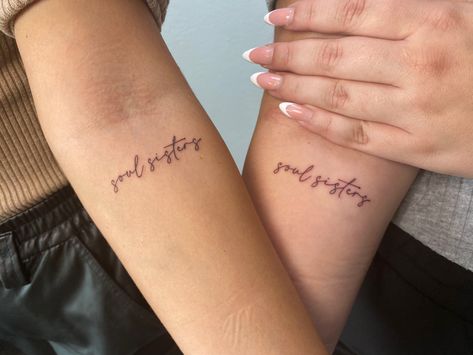 Minimal Tattoos For Best Friends, Friend Soulmate Tattoos, Best Friend Tattoos Words, Best Friend Tattoos Meaningful Quotes, Freya Tattoos, Childhood Best Friend Tattoos, Opposite Best Friend Tattoos, Best Friend Tattoos Small Unique, Siblings Tattoos