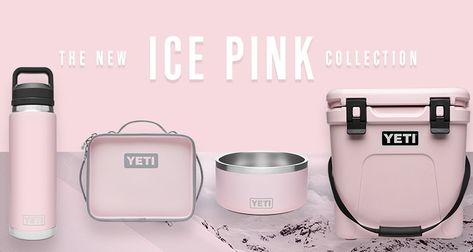 YETI Ice Pink Color Collection Power Pink Yeti, Pink Camping Gear, Pink Yeti Cooler, Pink Camping, Pink Yeti, Pink Vibe, Rainbow Kitchen, Preppy Party, Yeti Cooler