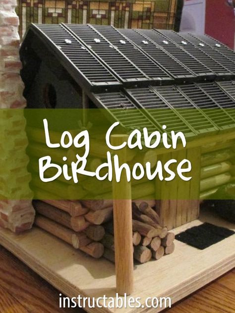 Some lucky bird gets to live in this 1:12 scale log cabin birdhouse. Pretty cute. Cabin Birdhouse, Chicken Supplies, Chicken Keeping, Bird House Feeder, Log House, Mom's Birthday, Chicken House, A Log, Chickens Backyard