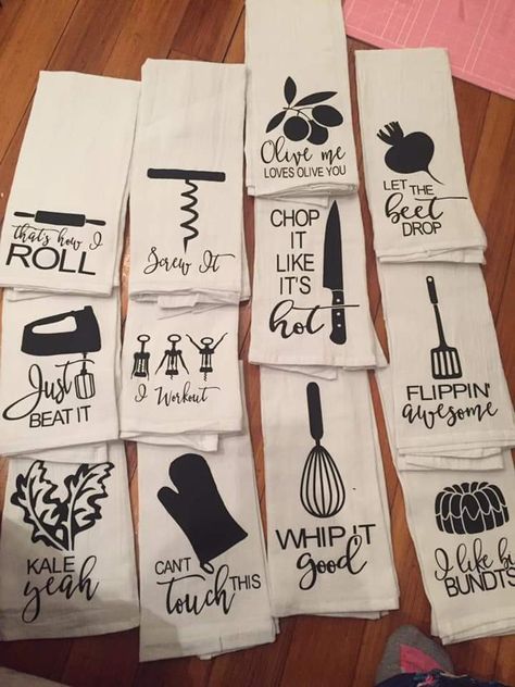 Dish Towel Sublimation Ideas, Cricut Dishtowels, Kitchen Towel Cricut Ideas, Yea Towels Cricut, Cricut Dish Towels Diy, Cricut Towel Ideas, Cricut Hand Towels, Funny Dish Towels, Tea Towel Cricut