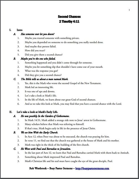 Example of Sermon Outline Page 1 Wedding Sermon, Sermon Outlines, Free Sermons, 2 Timothy 4, Outline Template, Sermon Notes, Sermon Series, James 1, 2 Timothy