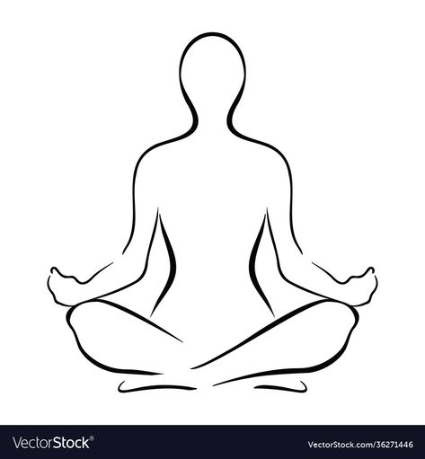 How To Draw Someone Meditating, Drawing Of Meditation, Yoga Poses Sitting, Person Meditating Illustration, Yoga Outline Drawing, Sitting Meditation Pose Drawing, Meditation Pose Tattoo, Spiritual Person Drawing, Simple Minds Poster