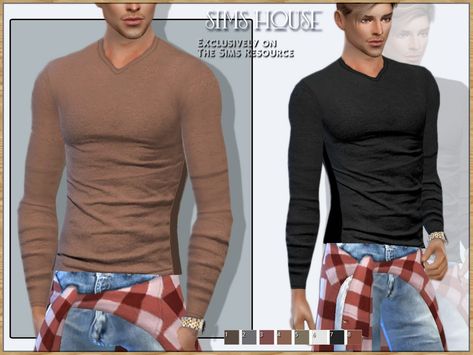 The Sims Resource - MEN'S LONG SLEEVE T-SHIRT Sims Resource Men, Sims 4 Long Sleeve Shirt, Sims 4 Long Sleeve, Sims 1, Men's Long Sleeve T-shirt, Sims 4 Clothing, Sims House, Maxis Match, The Sims Resource