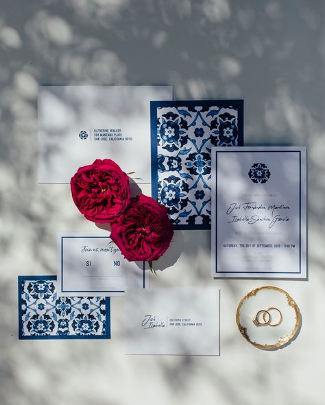 Spanish Talavera Wedding, Spanish Romance Wedding, Spanish Inspired Wedding Invitations, Spanish Winter Wedding, Spanish Inspired Wedding Decoration, Mexican Style Invitations, Spanish Modern Wedding, Spanish Engagement Party, Spanish Themed Wedding Decor