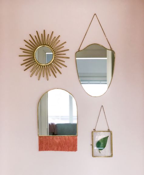 Gallery Wall With Mirrors, Mirror Gallery Wall Ideas Living Room, Multiple Mirrors On Wall, Gallery Wall With Mirror, Mirror Gallery Wall Ideas, Small Mirror Wall Decor, Dining Room Mirror Wall, Multiple Mirrors, Mirror Gallery