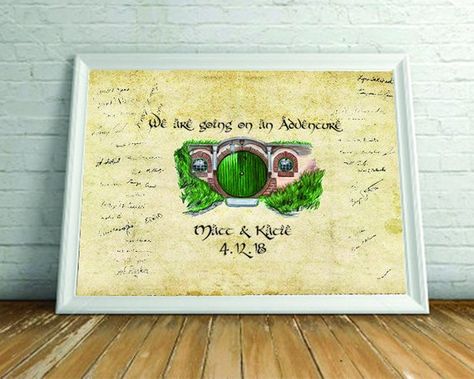 Lord of the Rings Hobbiton Guestbook alternative; We're going on an adventure! Going On An Adventure, Chelsea Wedding, Cat Wedding, Wedding Guest Book Alternatives, Marriage Is, The Lord Of The Rings, Wonderland Wedding, Guest Book Sign, Guest Book Alternatives