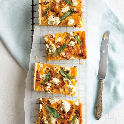 Butternut Squash and Bacon Tart Butternut Squash And Bacon, Bacon Tart, Squash Tart, Friendsgiving Appetizers, Savory Tart, Winter Squash, Tart Recipes, Afternoon Snacks, Williams Sonoma