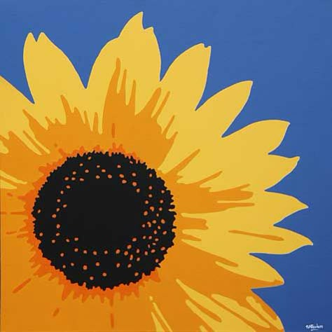 Sunflower Abstract, Acrylic Sunflower, Posca Art, Sunflower Painting, Pop Art Painting, Uk Artist, Sunflower Art, Oil Painting Reproductions, Oil Painting Flowers