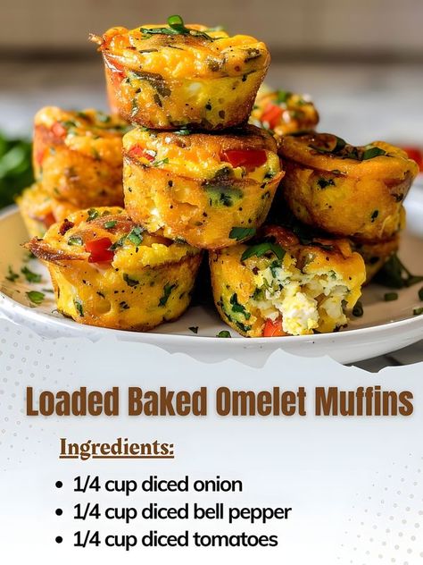 Alldelishes - Loaded Baked Omelet Muffins
Ingredients:
6... Loaded Denver Omelet Muffins, Omelet Muffins Recipe, Easy Continental Breakfast Ideas, Omelette Muffins, Baked Omelet, Omelet Muffins, Cooked Ham, Brunch Eggs, Diced Tomatoes