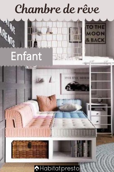 10 Idées de chambre originale pour enfant chambre enfant fille, chambre enfant garcon, aménagement chambre enfant, peinture chambre enfant, kids room design, children room design, chambre garçon 2 ans, lit enfant, lit mezzanine, lits superposés, lit fille  #lit #chambre #aménagement #peinture #décoration #mezzanine #enfant Children Room Design, Children Room, Kids Room Design, Room Ideas Bedroom, Storage Bench, Loft Bed, Room Design, Kids Room, Bench