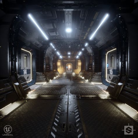 Substance Designer | Hallway, Javier Perez on ArtStation at https://www.artstation.com/artwork/W24nVv Scifi Hallway, Sci Fi Interior Design, Sci Fi Rooms, Sci Fi Hallway, Scifi Interior, Sci Fi Wall, Sci Fi Environment, Substance Designer, Hallway Designs