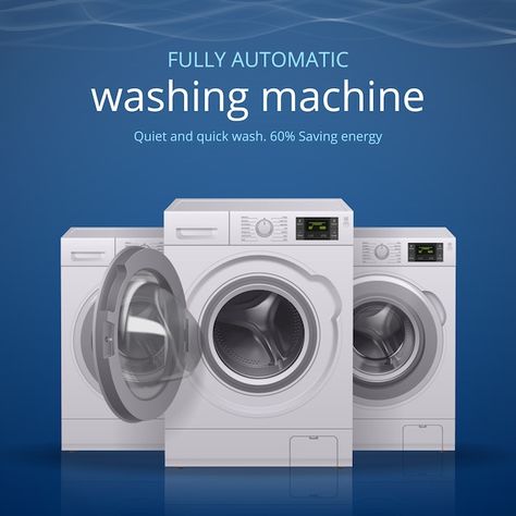 Washing Machine Advertisement, Washing Machine Creative Ads, Washing Machine Ads, Laundry Detergent Ads, Spring Cleaning Tools, Technology House, Softener Bottle, Washing Symbols, Fully Automatic Washing Machine