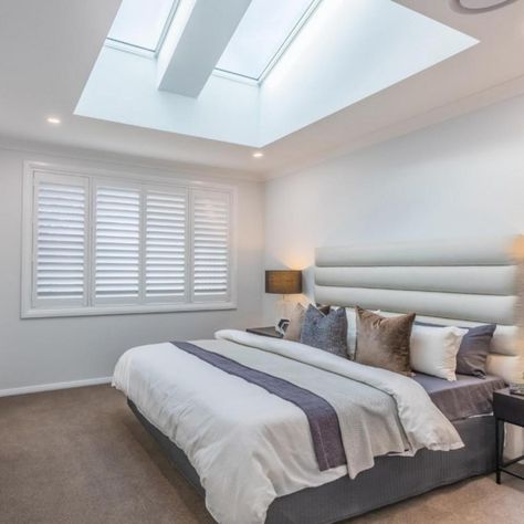 G.J. Gardner Homes Australia on Instagram: “The master bedroom of the Wide Bay Display Home encourages stunning natural lighting to lift the space through a generous skylight and…” Australia Bedroom, Skylight Bedroom, Home Australia, Walk In Robe, Bedroom Renovation, Luxury Bedroom Master, Classic Kitchens, Custom Home Designs, Natural Lighting