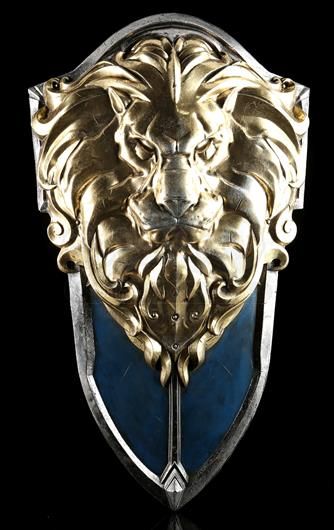 Alliance Large Gold Lion Shield - Current price: $1400 Lion Shield, Nordic Tattoo, Weta Workshop, Gold Lion, Arm Armor, Fantasy Armor, Shield Design, Armors, Dark Art