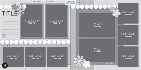 Scrapbook Design Layout, Diy Photo Book, Scrapbook Patterns, Scrapbooking Sketches, Memory Projects, Picture Layouts, Creative Memories Scrapbooking, Simple Scrapbook, Scrapbook Layout Sketches