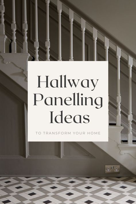 Hallway panelling in an elegant Victorian home with a tiled floor. Hallway Panelling Ideas, Wall Panelling Ideas, Elegant Hallway, Hallway Panelling, Panelling Ideas, Hallway Paint Colors, Hallway Tiles Floor, Wainscoting Height, Shiplap Boards