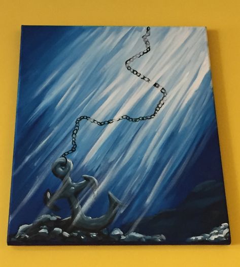 Anchor Canvas Paintings, Navy Painting, Painting With A Twist Ideas, 642 Things To Draw, Anchor Painting, Twist Ideas, Anchor Art, Living Room Gallery Wall, Navy Paint