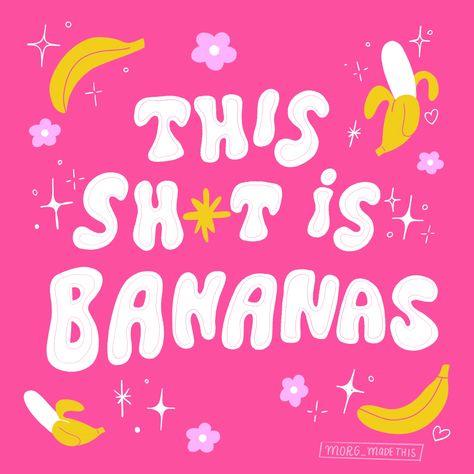 Lettering procreate illustration , Lettering Procreate, Hollaback Girl, Procreate Illustration, Bananas, Singing, Neon Signs, Illustrations, Instagram Photos, Photo And Video