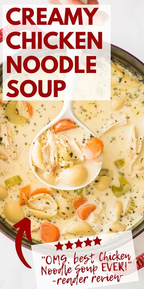 Easy Creamy Chicken Noodle Soup, Chicken Breast Soup, Chicken Noodle Soup From Scratch, Baking Mischief, Quick Tomato Soup, Easy Creamy Chicken, Chicken Noodle Soup Recipe Homemade, Creamy Chicken Noodle, Soup Homemade