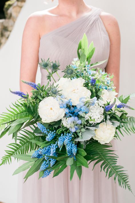 Leaves, Greenery, Rose, Blue Thistle  Photo by: @marlayna_photography  Follow us on Instagram to see more! Blue Tropical Wedding Flowers, Blue And White Tropical Wedding, Blue Tropical Wedding, Mexico Flowers, Tropical Wedding Centerpieces, Blue Wedding Centerpieces, Tropical Wedding Decor, Wedding Mexico, 45th Wedding Anniversary