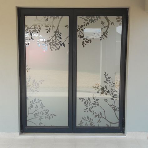 Frosted Window Design, Glass Partition Designs, Window Glass Design, Etched Glass Door, Stacking Doors, Frosted Windows, Door Glass Design, Pooja Room Design, Window Film Privacy