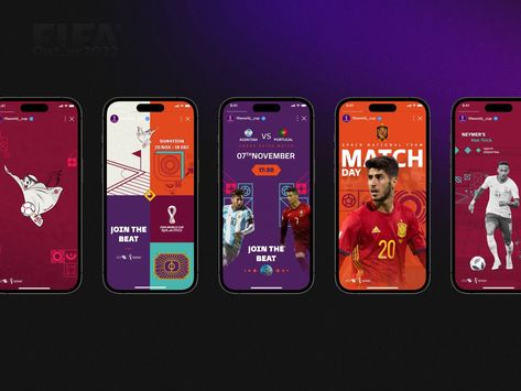 FIFA World Cup 2022 Social Media Story Design Social Media Story Design, App Promo, Story Design, Sports App, Barbra Streisand, World Cup 2022, Fifa World Cup, Fifa, World Cup