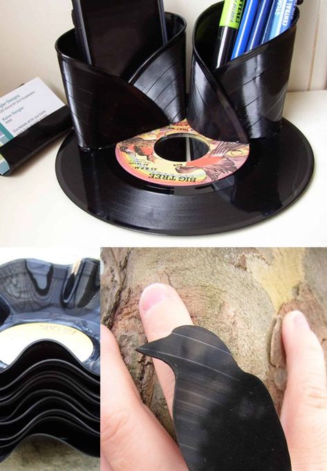 Records Crafts, Vinyl Record Projects, Record Diy, Vinyl Records Diy, Records Diy, Vinyl Record Art Ideas, Vinyl Record Crafts, Record Crafts, Old Vinyl Records