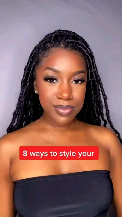 Faux Locs Styling, Locs Styles Short, Short Two Strand Twist, Faux Locs Styles, Hair Braid Patterns, Soft Locs, Short Box Braids Hairstyles, Braided Scarf, Elegant Scarf