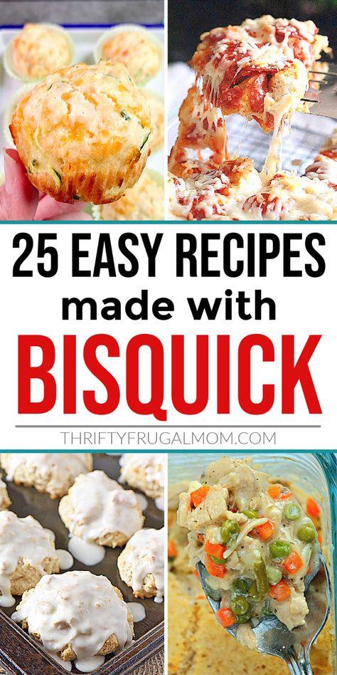 25+ Easy Delicious Recipes Made with Bisquick- Thrifty Frugal Mom Recipes That Use Bisquick, Savory Bisquick Recipes, Bisquick Air Fryer Recipes, Bisquick Dinner Recipes, Recipes With Bisquick, Bisquick Quiche, Bisquick Recipes Dinner, Bisquick Inspired Recipes, Bisquick Recipes Breakfast