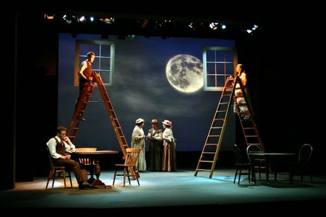 Our Town Set Design, Our Town Play Aesthetic, Window Set Design, James Watson, Teaching Theatre, Theatre Inspiration, Stage Design Ideas, Theatre Lighting, Stage Set Design