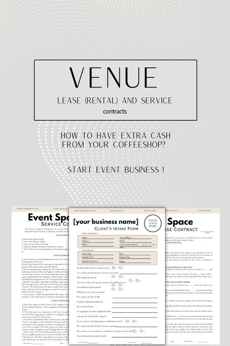 Venue Lease Contract 2023 Venue Intake Form Rent Agreement Event Space Contract Template Venue Event Planner Contract Client Onboarding Venue Management, Event Space Business, Event Space Design, Scope Of Work, Intake Form, Event Business, Rental Space, Professional Event, Investment Tips