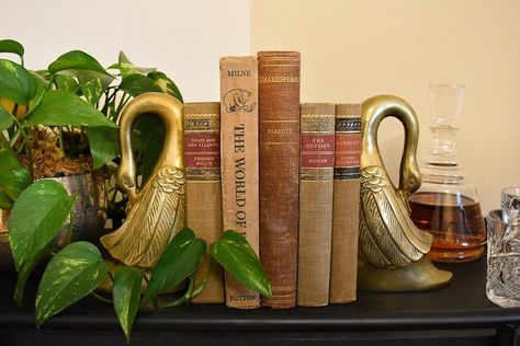 Swan Bookends, Brass Swan, Vogue Vintage, I Am So Happy, Going Home, Home Made, So Happy, Vintage Brass, Vintage Finds