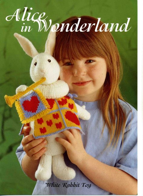 Cover - Alice - White Rabbit Rabbit Alice In Wonderland, Alice In Wonderland Crafts, White Rabbit Alice In Wonderland, Alan Dart, Knitting Dolls Free Patterns, Rabbit Knitting Pattern, Knitted Dolls Free, Alice Wonderland, Crochet Disney