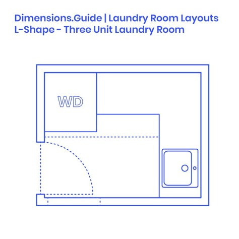 L-Shape Three Unit Laundry Room Layout Dimensions & Drawings | Dimensions.Guide Small L Shaped Laundry Room Ideas, Laundry Room L Shape, Laundry Room Design L Shape, Small L Shaped Laundry Room, L Shaped Utility Room, Small Laundry Dimensions, L Shape Laundry Room Layout, L Shaped Laundry Room, L Shaped Laundry