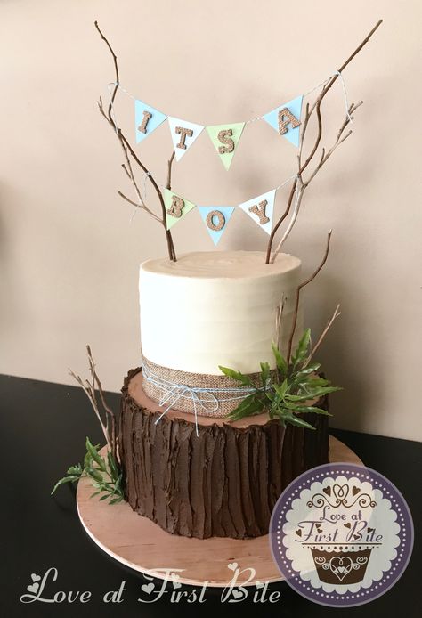 Forest Baby Shower Cake, Woodland Baby Shower Cake, Rustic Baby Shower Cake, Baby Shower Cupcakes For Boy, Nature Cake, Forest Baby Showers, Orange Baby Shower, Outdoor Baby Shower, Baby Shower Cakes For Boys