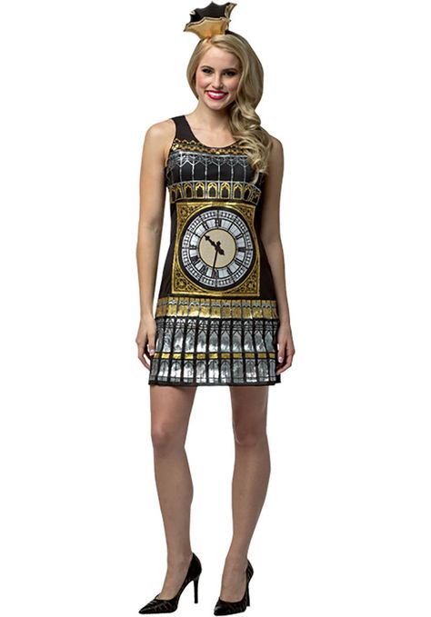 Mrs Big Ben London Icon Printed Tank Fancy Dress Ladies - Funny at Escapade™ UK Fancy Dress Theme, Eve Costume, Great Costume Ideas, British Costume, Black Halloween Dress, Unique Costumes, Iconic Dresses, Costume Themes, New Years Dress