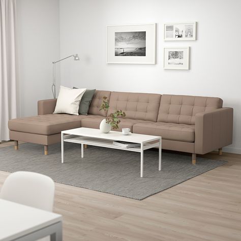 MORABO Sectional, 4-seat, Grann/Bomstad dark beige, Width: 111 3/4" Height including back cushions: 31 7/8". Shop here! - IKEA Landskrona Sofa, Ikea Landskrona, Modul Sofa, Green Sofa, Small Room Design, Sofa Frame, Brown Living Room, A Living Room, Living Room Seating