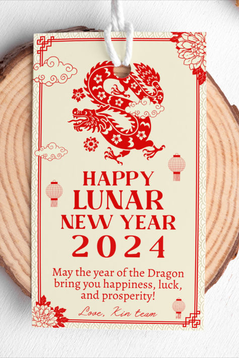 Celebrate the Year of the Dragon in 2024 with our Lunar New Year Dragon Gift Tag. This versatile tag not only adds a festive touch to your gifts but also serves as a Thank You tag. Perfect for Lunar New Year celebrations, these dragon-themed tags bring a blend of tradition and style to your favors. Download instantly for a quick and easy addition to your gifts and greeting cards. Make your gestures of gratitude extra special this New Year! Lunar New Year Dragon, Chinese Celebrations, Happy Lunar New Year, Dragons Gift, Year Of The Dragon, Lunar New Year, New Year Celebration, Thank You Tags, Lunar New