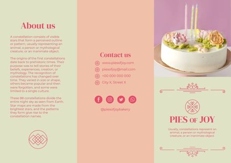 Bakery Brochure, Pie Pictures, Japanese Pastries, Cake Festival, Gourmet Bakery, Cute Bakery, Free Brochure Template, Leaflet Design, Graphic Design Photoshop