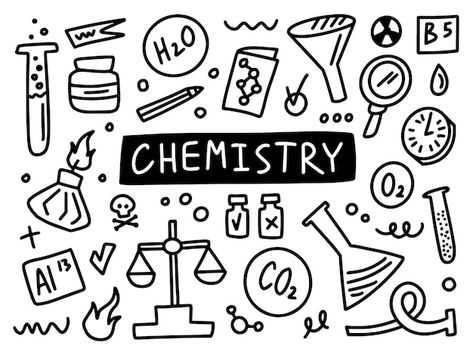 Chemistry doodle line set school univers... | Premium Vector #Freepik #vector #science-doodle #doodle #science-elements #science Stem Doodles, H2o Chemistry, Chemistry Doodles, Science Mural, Doodle Science, Science Elements, Elements Science, Science Vector, About Chemistry