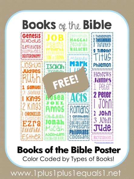 Free Books of the Bible Poster ~ color coded by type of book Books Of The Bible Poster, Poster Free Printable, Free Bible Printables, Bible Poster, Kids Bible Study, Bible Worksheets, Bible Books, Bible Printables, Bible Study For Kids