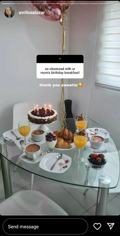 Birthday Breakfast Ideas, Mom Birthday Party, Thank You Sweetie, Birthday Breakfast, Mom's Birthday, Breakfast In Bed, Sweet Sixteen, Mom Birthday, Breakfast Ideas