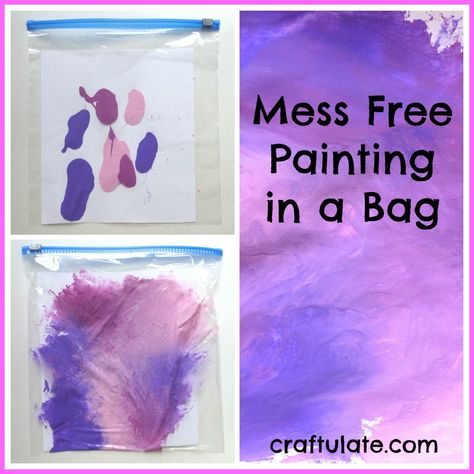 Mess Free Painting in a Bag - perfect for tiny tots! Craftulate Painting In A Bag, Mess Free Painting, Babysitting Activities, Babysitting Crafts, Babysitting Fun, Free Painting, Art Activities For Toddlers, Kid Projects, Toddler Art