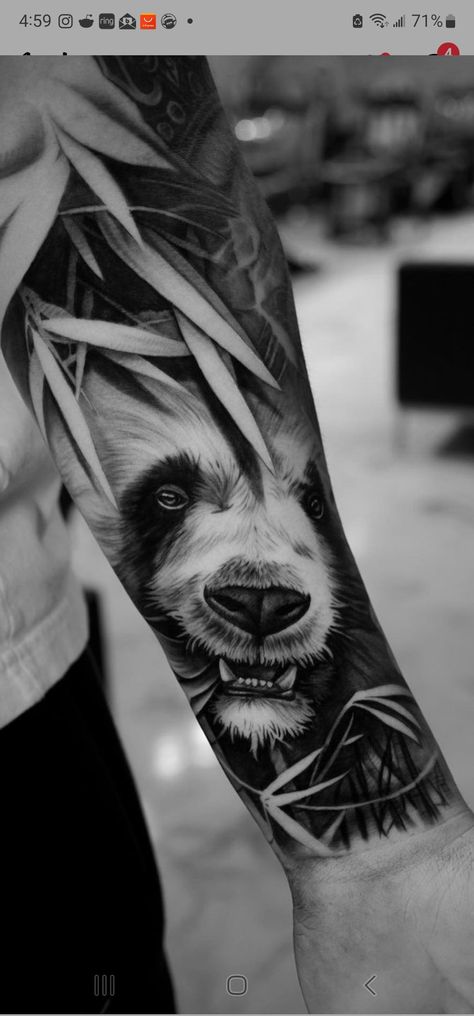 Traditional Tattoo Animals, Panda Bear Tattoos, Koala Tattoo, Underarm Tattoo, Jungle Tattoo, Animal Tattoos For Men, Bicep Tattoo Men, Animal Sleeve Tattoo, Small Matching Tattoos